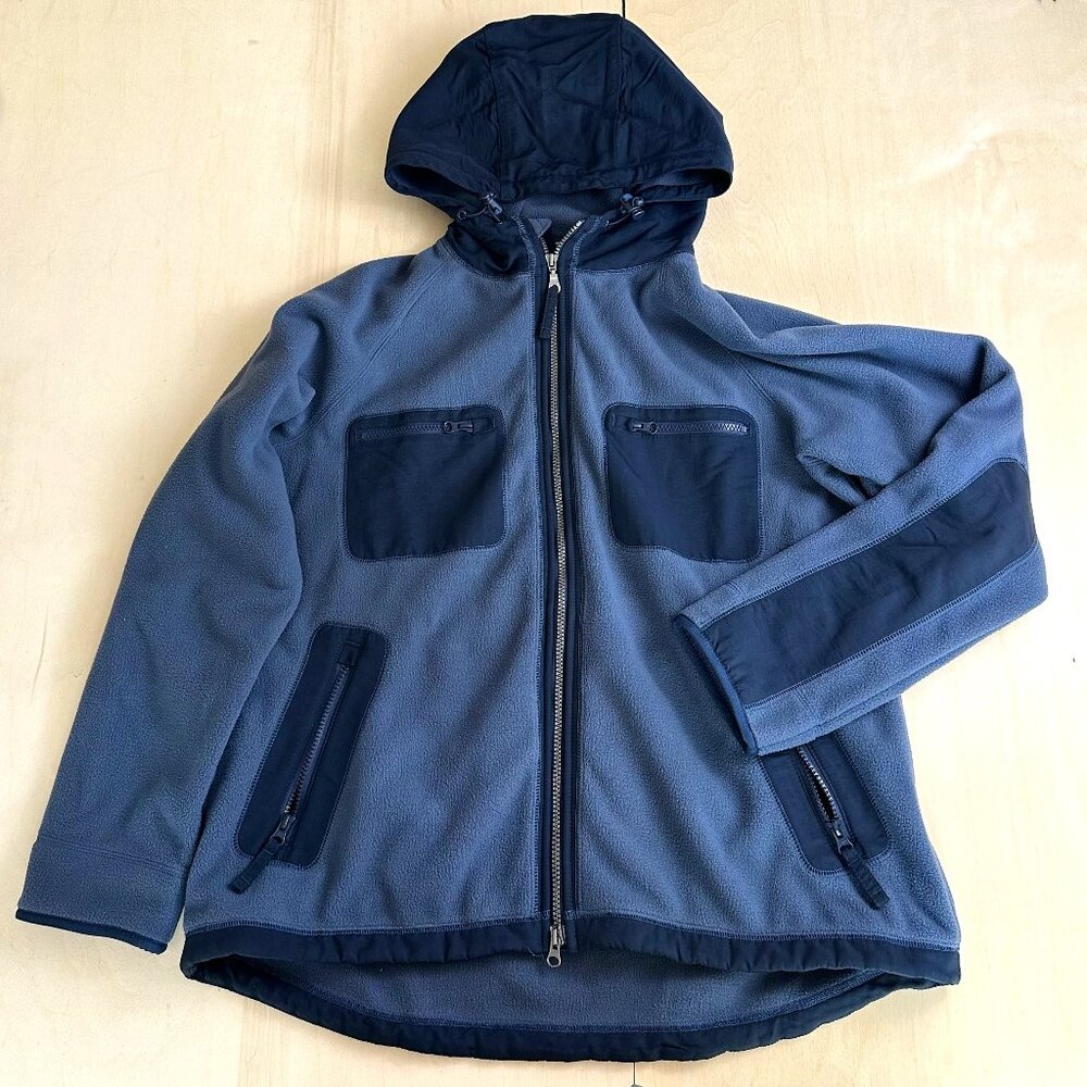 Duluth Trading Co Blue and Navy Hooded Utility Jacket